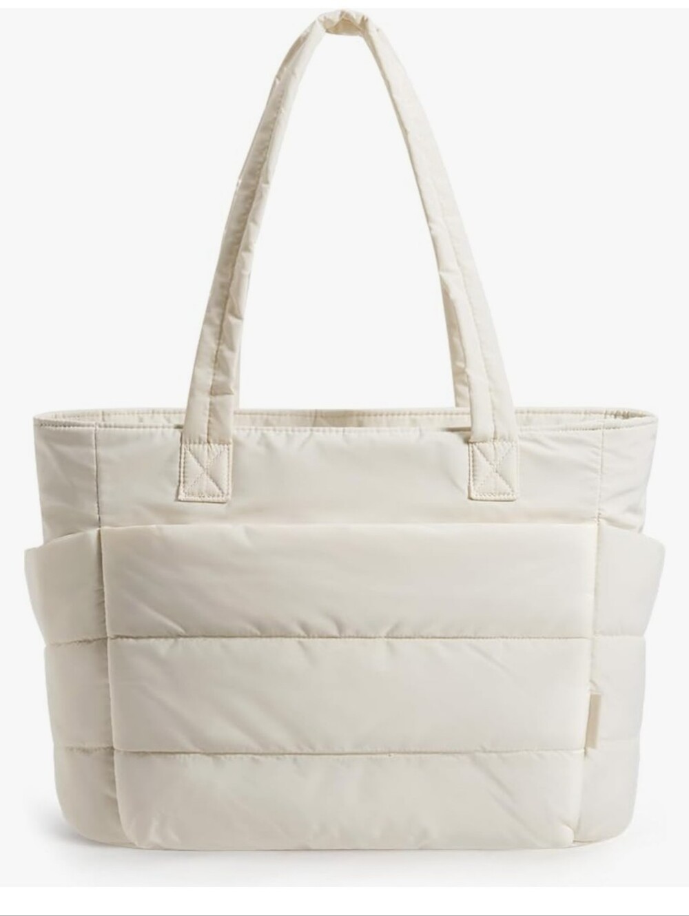 Quilted Puffer Tote Bag in Cream - Lightweight Everyday Carry